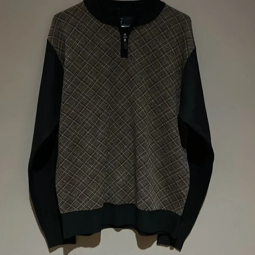 Grandpa Argyle Pullover quarter Zip Sweater Large